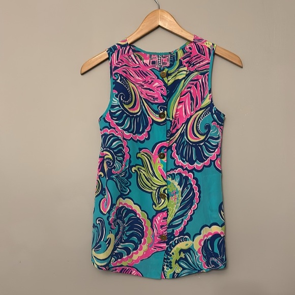Lilly Pulitzer silk Iona sleeveless button down back blouse sz XS - Picture 2 of 7